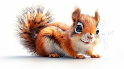 Fototapeta premium Cute squirrel cartoon character and leaves. 