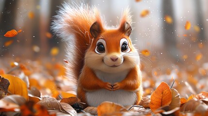 Cute squirrel cartoon character. 