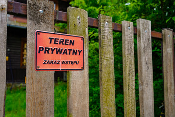 private property sign ritten in polish language