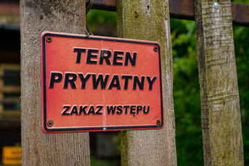 private property sign ritten in polish language