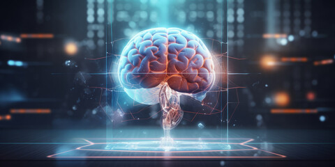 human brain scan digital interface Generative AI - obrazy, fototapety, plakaty