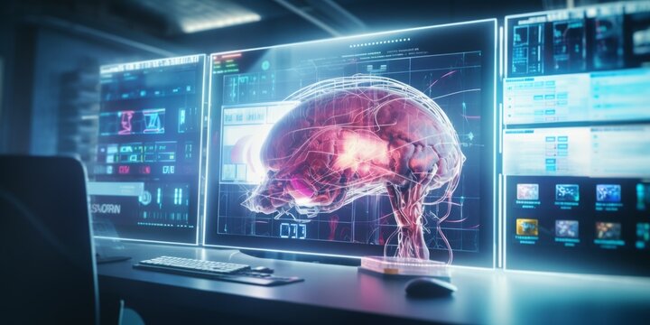 modern digital brain scanning laboratory Generative AI