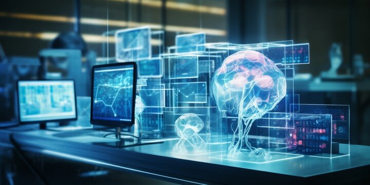 modern digital brain scanning laboratory Generative AI
