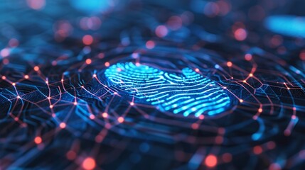 Digital fingerprint identification system. Biometrics security sensor, innovation futuristic technology concept.