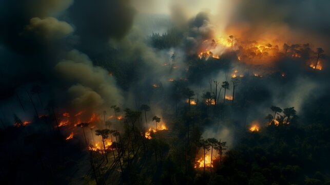 Aerial View of Forest Fire

