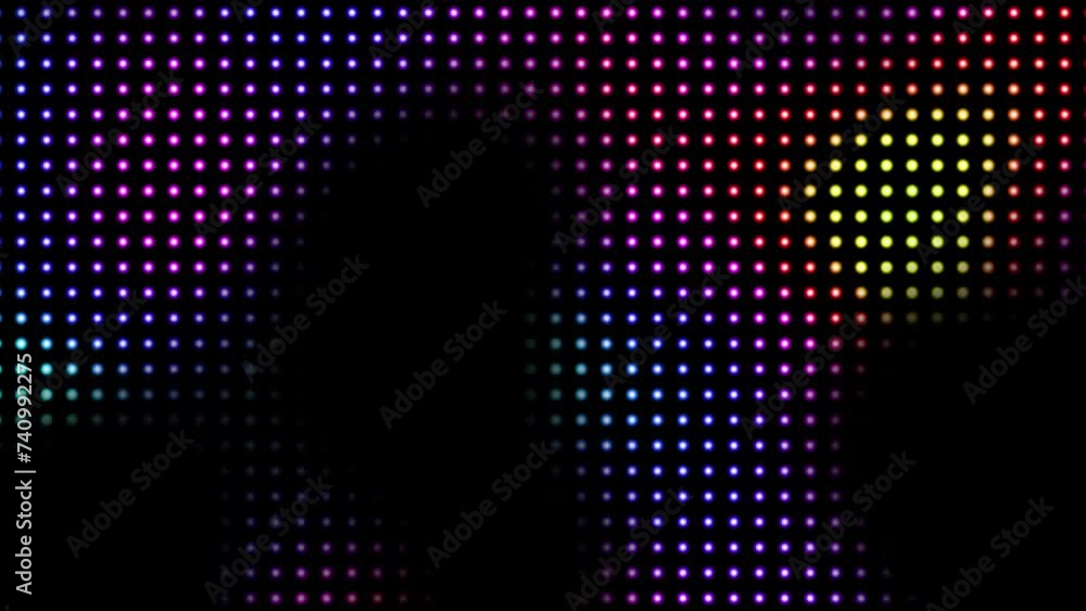 Poster Animated abstract technology black background random dots and grid 4K. Random dots