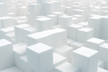 Modern abstract background with white cubes. Cube formation structure. Abstract Technology Background. 3D render 