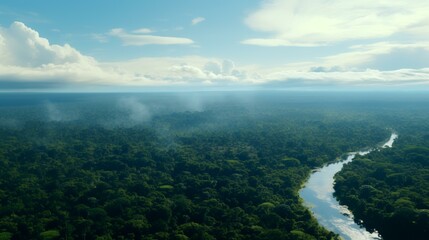 Aerial View of the Amazon Rainforest: Lush Greenery

