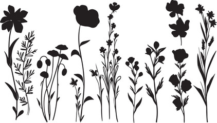 Set Flowers. Hand drawn vector illustration