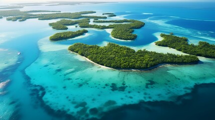 Fototapeta na wymiar An Aerial View of the Blue Lagoons in Belize