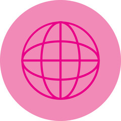 Globe Pink Line Circle Icon