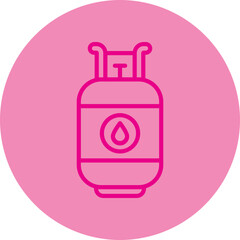 Gas Cylinder Pink Line Circle Icon