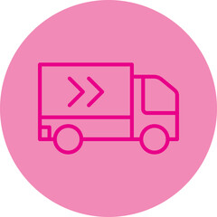 Shipping Truck Pink Line Circle Icon