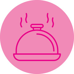 Food Tray Pink Line Circle Icon