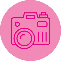Camera Pink Line Circle Icon