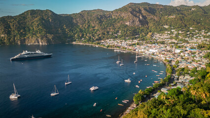Drone Photography of Soufriere, Saint Lucia in the Caribbean.