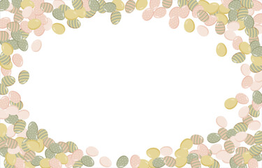 Happy Easter Banner. Pattern of eggs, flowers and twigs. For card, banner, poster, flyer, and web. Spring Festival. Vector illustration