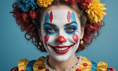 Circus Queen of Chuckles: Funny Female Clown Rules the Carnival with Laughter and Delight