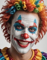 Obraz premium Hilarious Harlequin: Cute Clown Radiates April Fools Day Cheer - Prepare for a Barrel of Laughs