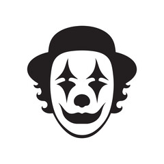 Shadows of Laughter: Clown Face Silhouette Glimpse of Whimsy Silhouetted Clown Playful Darkness Clown's Silhouette Grin.