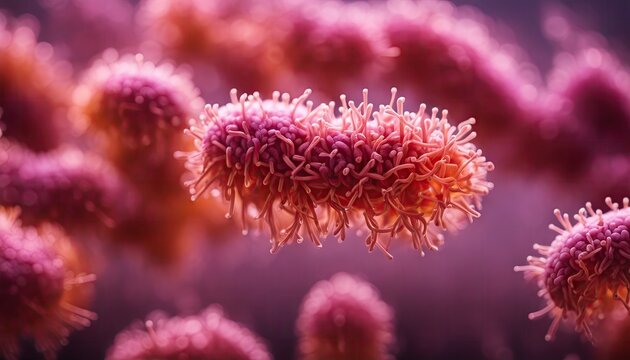 Abstract illustration of of Salmonella Bacteria. 3d rendered style. SEM, TEM view. Healthcare medical research concept. Pathogen image.