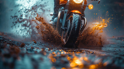 A motorcycle in full motion on a race track, MotoGP, Motorcycling