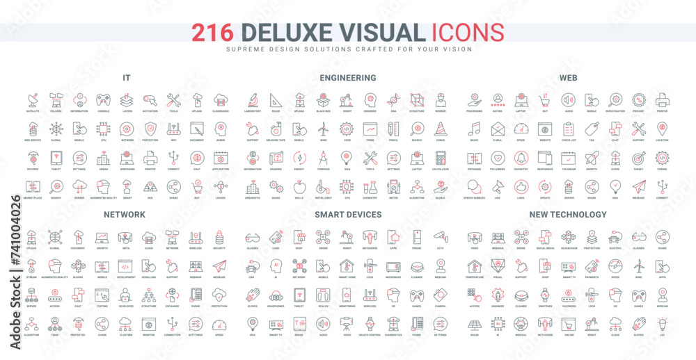 Poster network communication, new technology of future and engineering development line icons set. electron