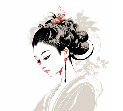 Japanese girl old style. ai generated
