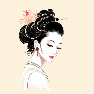 Japanese girl old style. ai generated