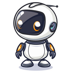 Cute little robot isolated on a mascot vector illustration