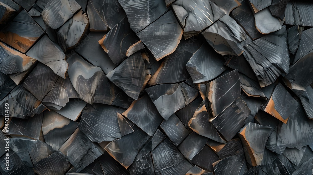 Poster Close-up view of dark textured surface with geometric patterns, abstract background for design purposes. AI