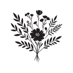 Blossoming Beauty: Silhouetted Bouquets Infusing Spaces with Fragrant Flourishes of Nature's Elegance and Timeless Charm. Flowers silhouette, Flowers bouquet silhouette.