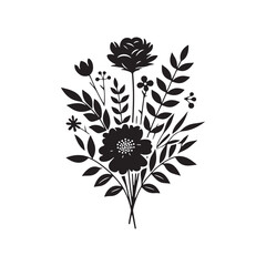 Blossoming Beauty: Silhouetted Bouquets Infusing Spaces with Fragrant Flourishes of Nature's Elegance and Timeless Charm. Flowers silhouette, Flowers bouquet silhouette.