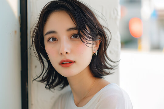 カットモデルの女性のポートレート写真