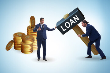 Businessman in loan and debt concept