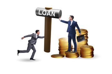 Businessman in loan and debt concept