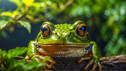 European tree frog (Hyla arborea) in the rainforest