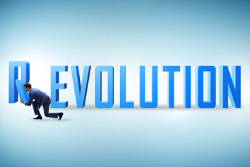 Evolution turning into revolution concept