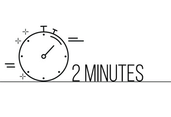 2 minutes timer icon. Stopwatch time sign. Clock symbol vector for time control