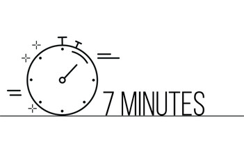 7 minutes timer icon. Stopwatch time sign. Clock symbol vector for time control