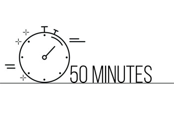 50 minutes timer icon. Stopwatch time sign. Clock symbol vector for time control