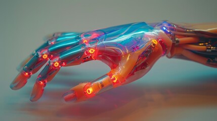 Obraz na płótnie Canvas beautiful robot hand on gradient background