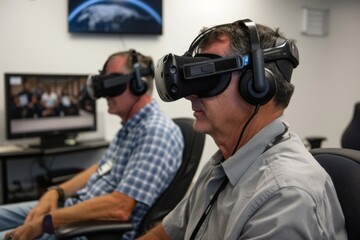 Collaborative VR Training Session - A team engages in a collaborative virtual reality training session, demonstrating the power of VR in team-building and problem-solving.