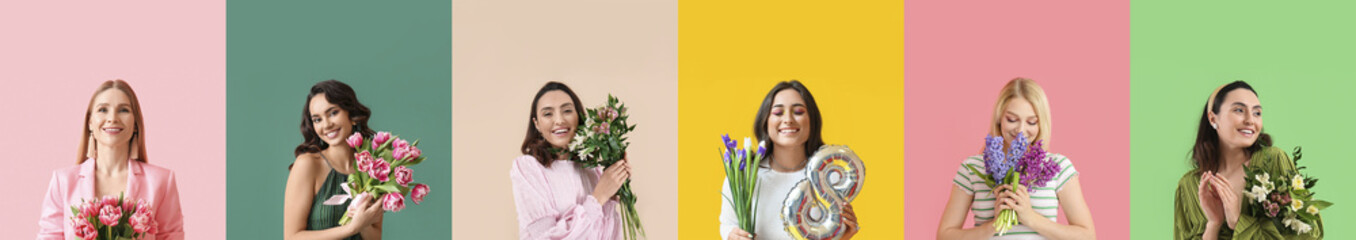 Group of beautiful young women celebrating International Women's Day