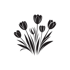 Tulip Tranquility: Silhouetted Flowers, Radiating Serenity, Grace, and the Timeless Beauty of Nature's Elegant Splendor in Bloom. Tulips Mother's day flower.