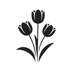 Tulip Tranquility: Silhouetted Flowers, Radiating Serenity, Grace, and the Timeless Beauty of Nature's Elegant Splendor in Bloom. Tulips Mother's day flower.