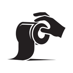 Toilet Paper Roll silhouette, Symbolizing Practicality, Comfort, and the Everyday Necessities of Modern Living and Hygiene.