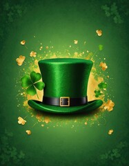 St. Paddy's Serenity: Minimalist Card Template Design on Green Background for Tranquil Celebrations