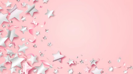 Dreamy Blush Pink Wallpaper with Silver Star Confetti