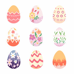 Set of easter eggs flat design, vector graphic